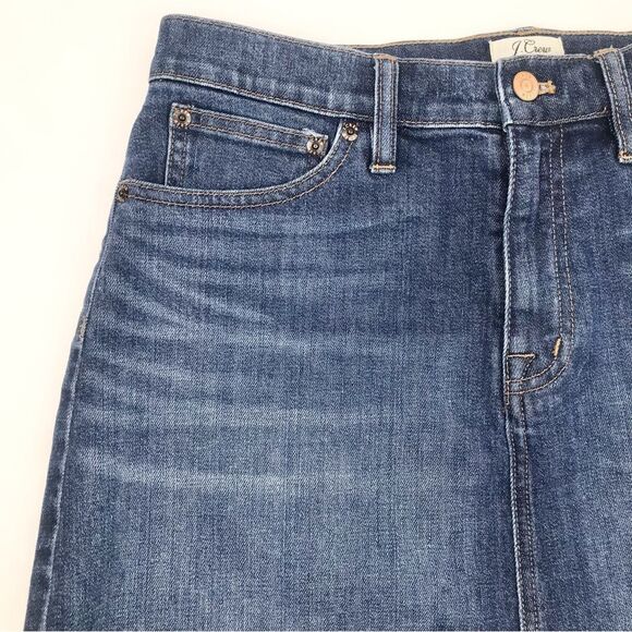 J. Crew Mercantile Blue Denim Frayed Raw Edge Factory Distressed Mini Skirt - Picture 5 of 16